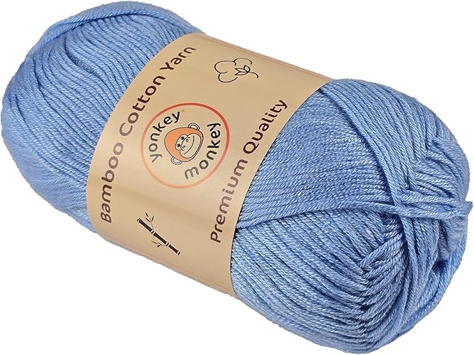 10-Pack of Yonkey Monkey 500 Grams Yarn - 70% Rayon derived from Bamboo, 30% Cotton - Imported - Light Blue 9001