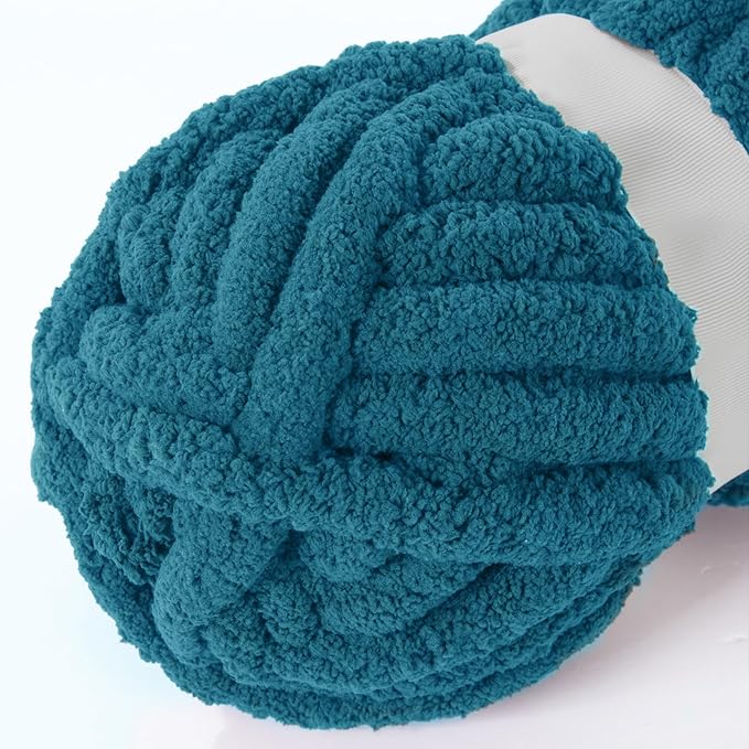 BALAPET 8 Pack Chunky Chenille Yarn for Crocheting & Knitting, 27yds 8 oz Each Skein Soft Fluffy Kitting Yarn Set, Thick Velvet Plush Yarn for Handcrafts Weaving Making Blankets, Indigo Blue