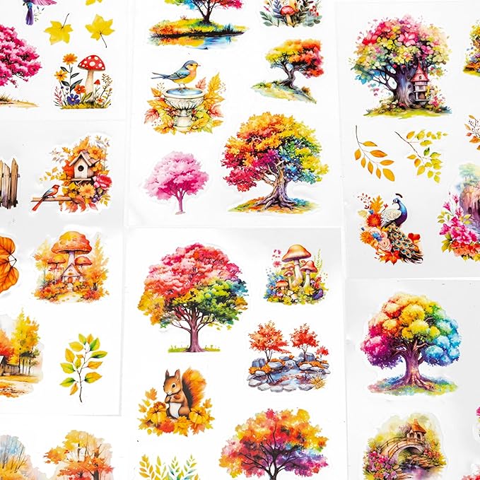 Autumn Filled The Garden Sticker Scrapbooking Supplies for Junk Journal, 20 Sheets PET Stickers - Vintage Journaling Stickers, Ephemera Sticker Book Pre Cut(TZ-009-003)