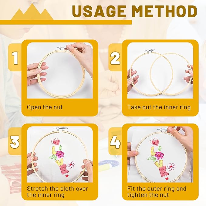 giemson embroidery hoop 10 inch 12 pieces large embroidery hoops bamboo circle cross stitch hoop for embroidery art craft sewing
