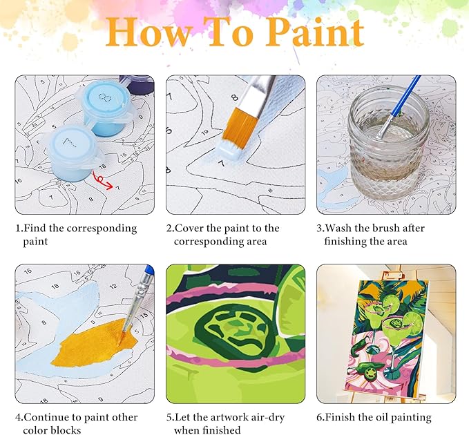Framed Paint by Numbers Kit for Adults Beginner Cocktail, Adult Paint by Number Kits on Canvas Framed Cocktail, DIY Acrylic Oil Painting by Numbers with Frame, Perfect for Home Decor Gift 8 X 12 Inch