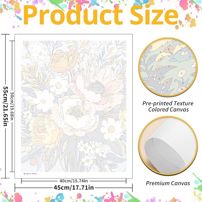 Paint by Numbers for Adult, Flower Paint by Numbers Kit for Adults Beginners, DIY Flower Acrylic Painting on Canvas for Home Wall Art Decor 16x20Inch