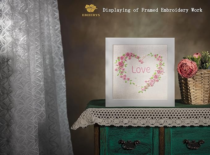 ebherys level-2: 4sets a pack, hand embroidery kit for adults, not cross stitch,lovely flowers, green plants and bird patterns, needlework diy kits, hoops, needle threader and frame(garland)