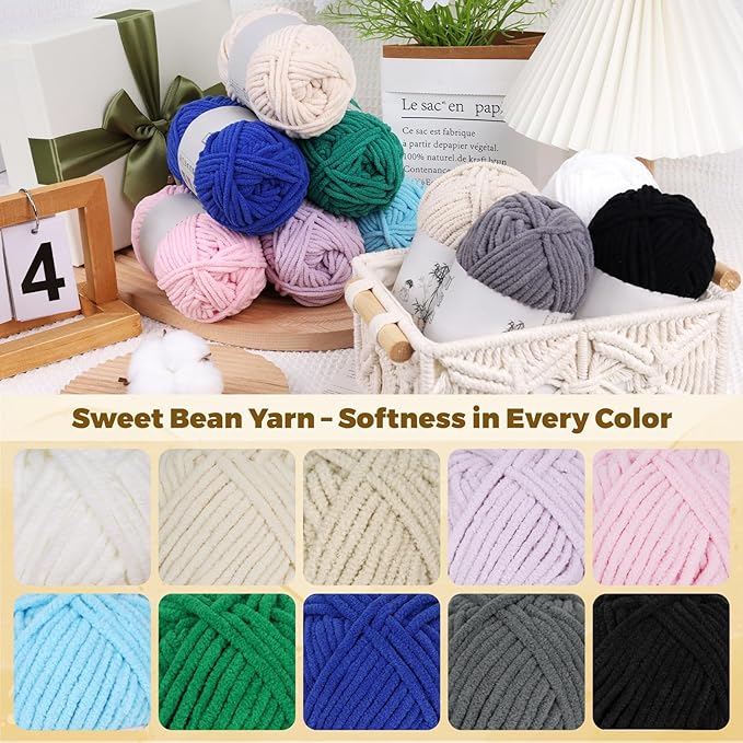 Bulky Chenille Yarn for Crocheting – 6 Pack of 50g/1.76oz Skeins, Pure Polyester, CYC #5 Bulky Weight – Ultra Soft Chenille Yarn Pack for Crafting Plush Toys, Blankets, Scarves(Blossom Pink)