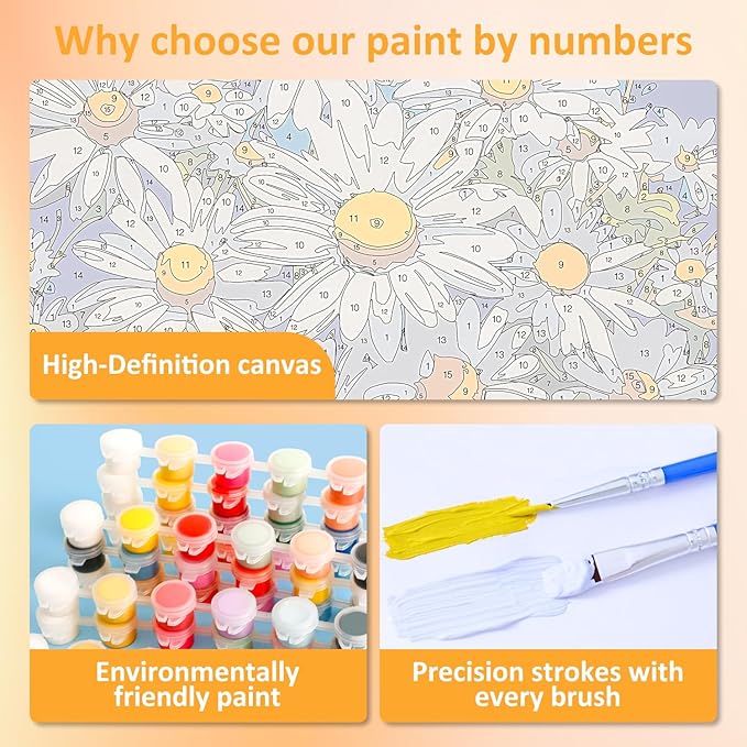 2 Pack Paint by Number for Adults Beginner, Bear Painting by Number Kit, Wolf Easy Acrylic Painting by Number on Canvas, Animal Paint by Numbers for Home Wall Art Decor with frame (11.8x11.8Inch)