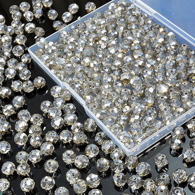 laopottbeads 220pcs 10mm crystal glass beads for jewelry making beads for bracelets necklace pendants making supplies(gray)