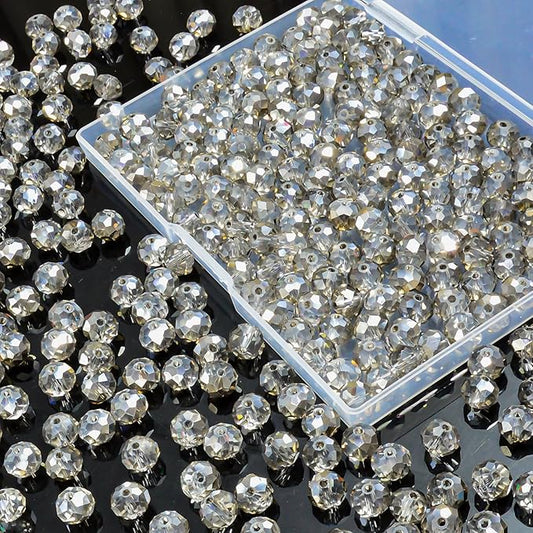 laopottbeads 220pcs 10mm crystal glass beads for jewelry making beads for bracelets necklace pendants making supplies(gray)