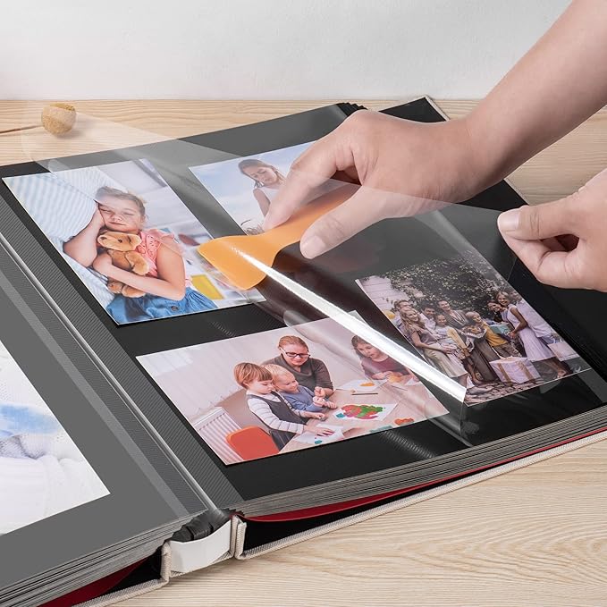 Large Photo Album Self Adhesive 4x6 5x7 3x5 8x10 Scrapbook Magnetic Album DIY Scrap Book Length 13 x Width 12.8 (Inches) 120 Black Sticky Pages Linen Cover DIY Photo Album(White)