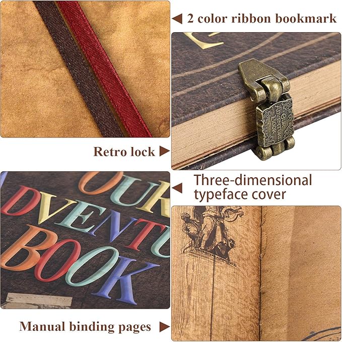Adventure Book 148-Page DIY Handmade Scrapbook Kit - Embossed Leather Cover - Gift Boxed with Full DIY Accessories for Couples, Weddings, Anniversaries & More for Life’s Greatest Adventures