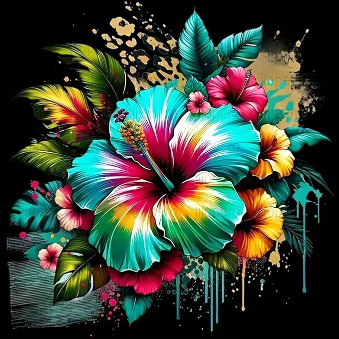 CXYQLC DIY 5D Diamond Painting Kits for Adults Diamond Art Hibiscus Flower Diamond Painting Full Drill Crystal Rhinestone Embroidery Craft Kits for Home Wall Decor Gifts 11.8x11.8inch