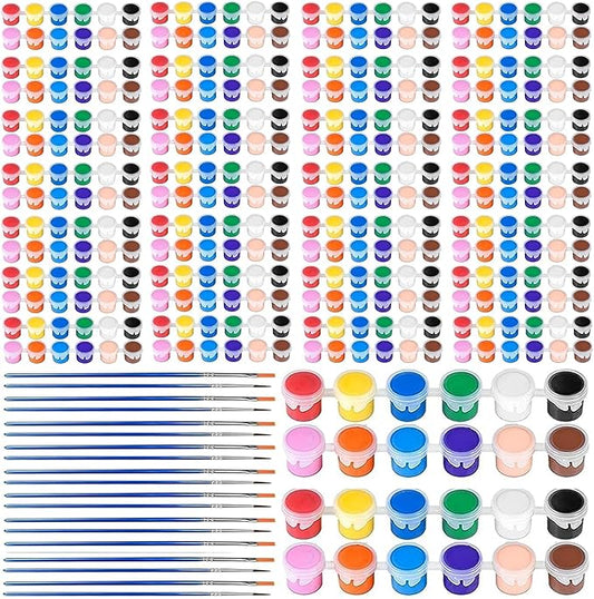 DUA MAIGA 420Pcs Washable Acrylic Paint for Kids Arts and Crafts, 30 Gouache Watercolor Paint Sets of 12 Colors for Party Classroom Painting Supplies, 30 Flat and 30 Pointed Brushes