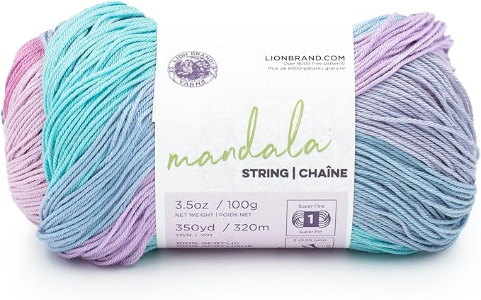 Lion Brand Yarn Mandala String, Fingering Yarn for Knitting and Crochet, Harmony, 1 Pack