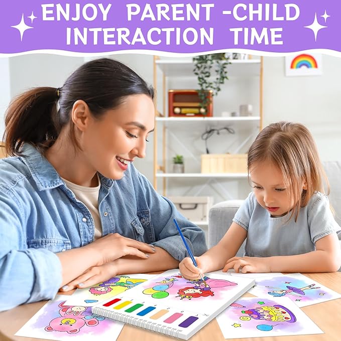 SOCOLER Paint with Water Coloring Books for Toddlers,Mess Free Watercolor Painting Papers for Kids Water Color Paint Kit Art Craft Birthday Gift for Ages 1-3, 4-8(Princess and Party)