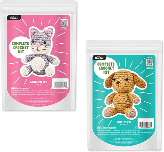 Bucilla 2 Piece Complete Crochet Kit, Pet Pals, 5"