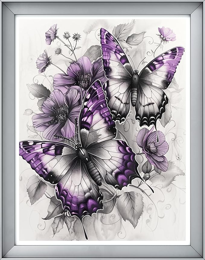leczany cross stitch stamped kits for adults beginners patterns craft kit needlepoint full range of diy embroidery kits starter 11ct 3 strands | purple butterfly 15.8×20.9 inches