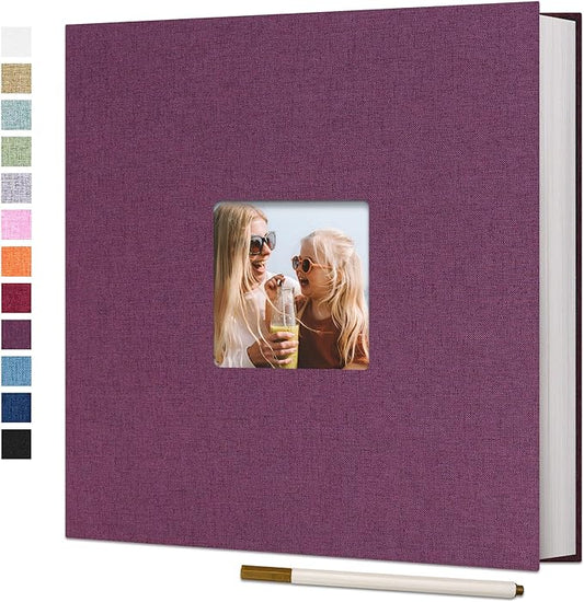 Vienrose Large Photo Album Self Adhesive for 4x6 8x10 Pictures Linen Scrapbook Album DIY 40 Blank Pages with A Metallic Pen