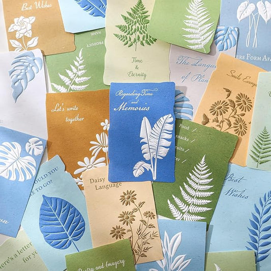 60Pcs Botanical Verses Scrapbook Decorative Paper Set, Embossed Aesthetic Craft Paper Small Notes 6 Color Themes for Scrapbooking Junk Journaling Card Embellishment Planner Diary Gift Tags Non-Sticky
