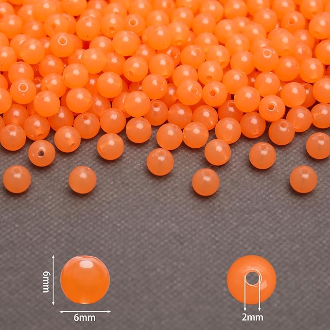 bonny boxx 1000pcs 6mm jelly orange acrylic round beads, smooth transparent acrylic balls, plastic resin gumball bubblegum chunky beads for necklace & bracelet making, crafting supplies