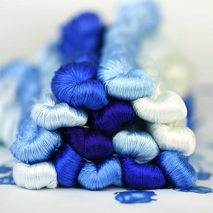 Natural 100% Silk Thread, Handmade Embroidery Thread Silk Floss 14 Colors 110m Each (70)