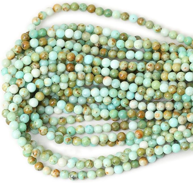 cheavian 60pcs 6mm natural mongolian turquoise stone round loose beads for jewelry making 1 strand 15"
