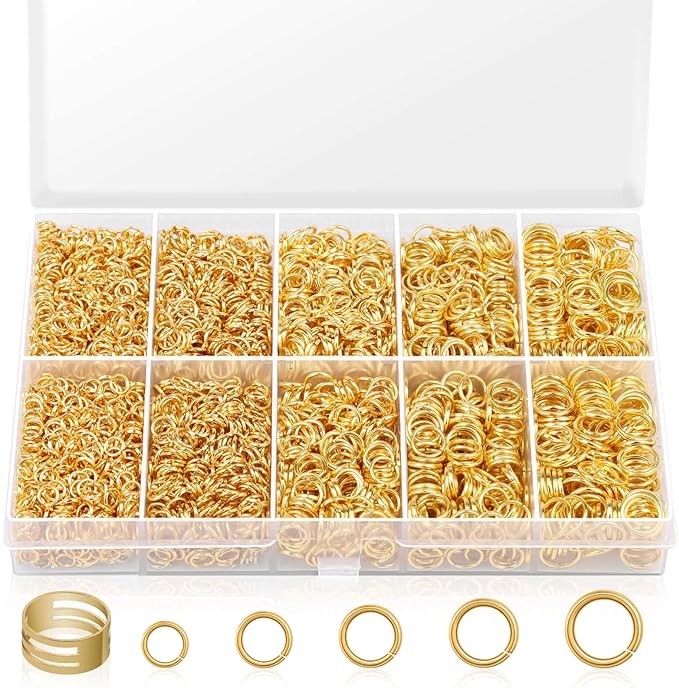 4600pcs gold jump rings with jump rings open/close tools for jewelry making and necklace repair (assorted sizes)