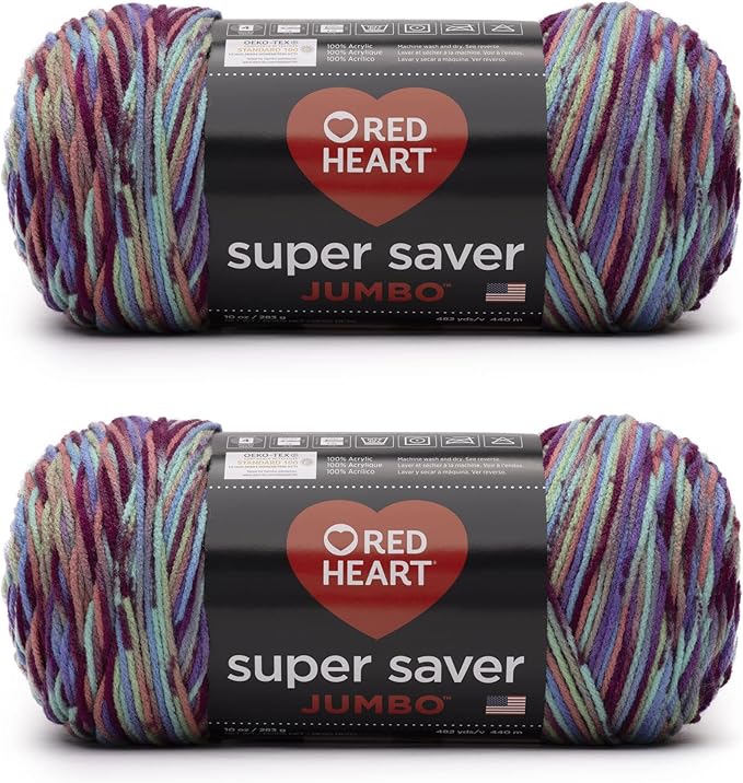 Red Heart Super Saver Jumbo Starburst Print Yarn - 2 Pack of 10oz/283g - Acrylic - 4 Medium (Worsted) - 482 Yards - Knitting/Crochet