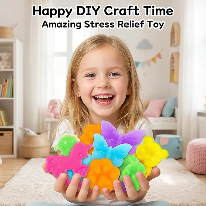 Carolart Make Your Own Squishies Animal Toys，6 Rubber Characters Making kit，Glow-in-the-Dark Science Activity kit, Silicone Squishies Craft Kit，Squeeze Gift Set for Boys and Girls Ages 6-12