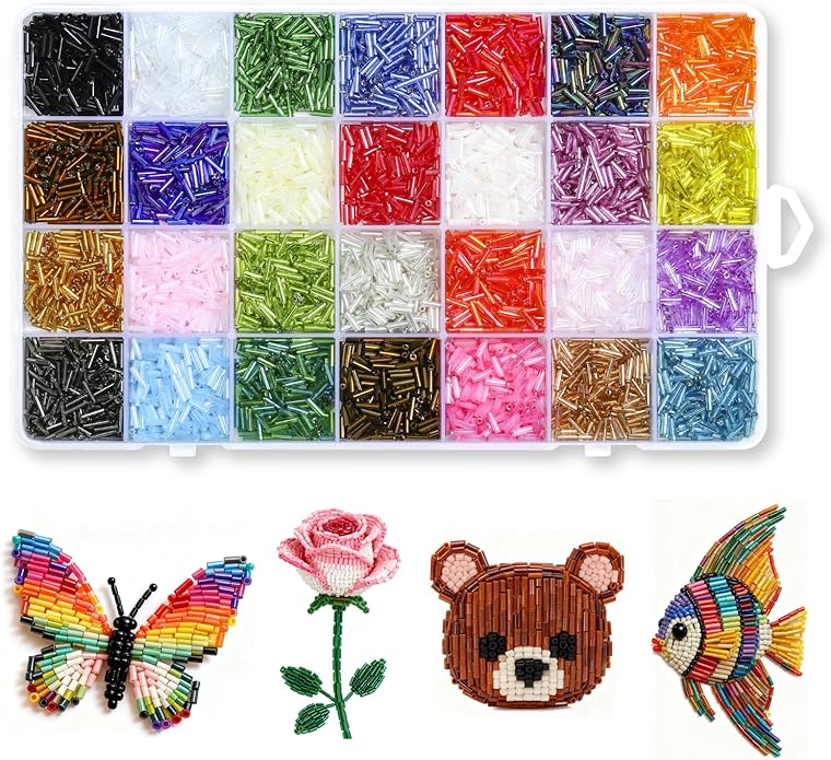 5040Pcs Tube Bead Embroidery Kit, Bugle Beads for Embroidery for Jewelry Making, Crafts, Bracelets, Necklaces, Earrings