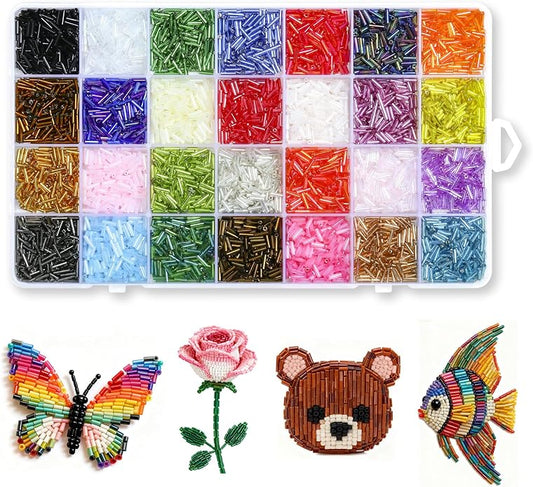 5040Pcs Tube Bead Embroidery Kit, Bugle Beads for Embroidery for Jewelry Making, Crafts, Bracelets, Necklaces, Earrings