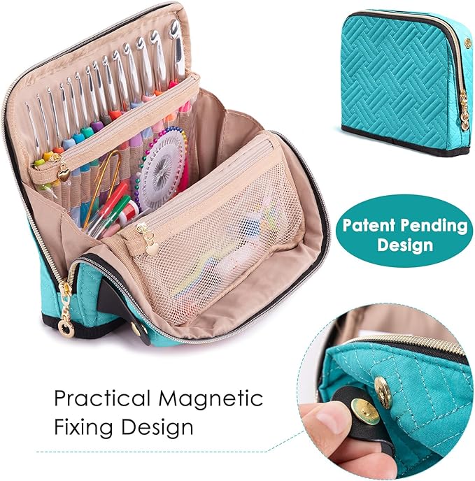 MYBAGZING Empty Crochet Hook Case - Crochet Hook Organizer Case Stand Up (Upgraded) -Corchet Organizer - Crochet Hook Holder for Knitting & Crochet Supplies, Crochet Needles, Crochet Accessories