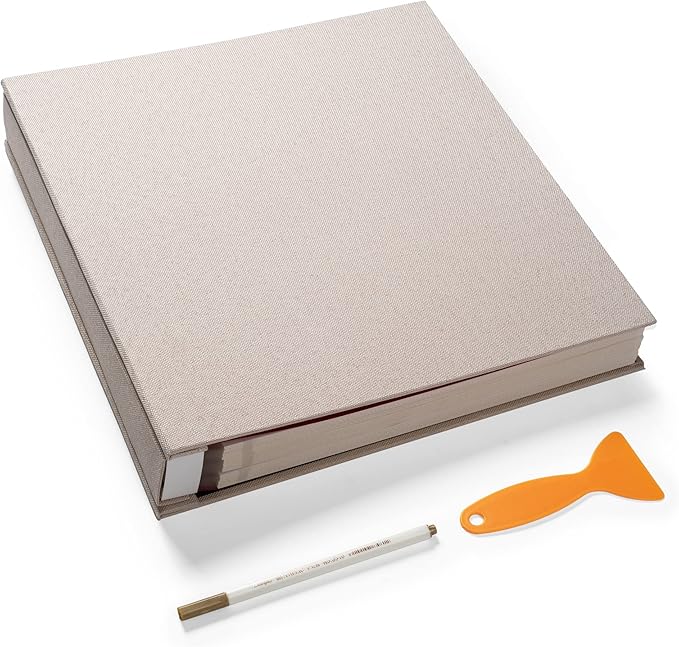 Super Large Photo Album Self Adhesive Scrapbook for 4×6 5×7 8×10 10×12 or Bigger Pictures DIY Magnetic Beige DIY Linen Cover Album 80 Sheets/160 Pages