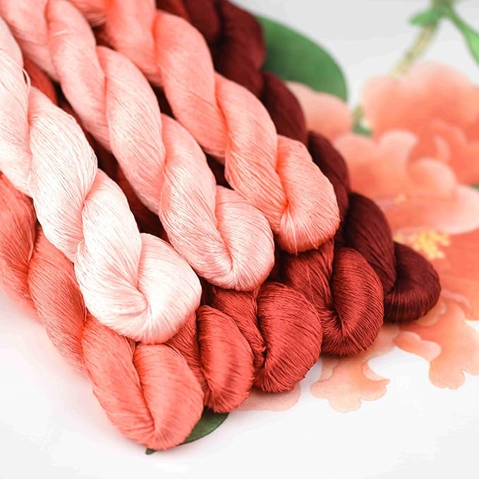 Natural 100% Silk Thread, Handmade Embroidery Thread Silk Floss 8 Colors 110m Each (33)