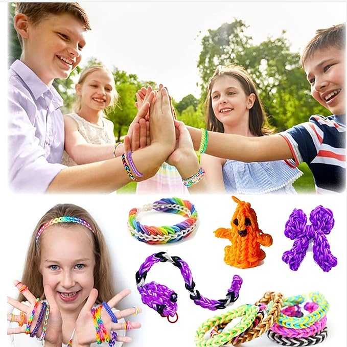 15000+ Rubber Loom Bands, Mega Rubber Bands Bracelet Kit,Loom Bracelet Making Kit with 3 Layer Container,30 Colors,380 Beads,30 Charms,Clips, Hooks Tools for DIY Art Holiday Gift