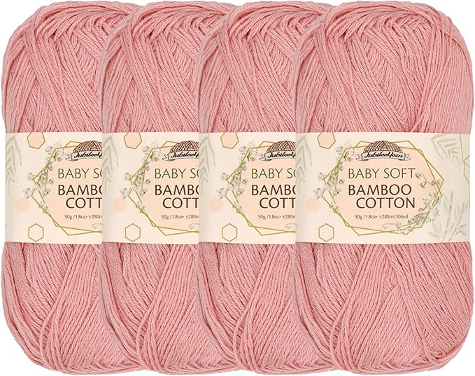 JubileeYarn Baby Soft Bamboo Cotton Yarn - 50g/Skein - Dreamy Blush - 4 Skeins