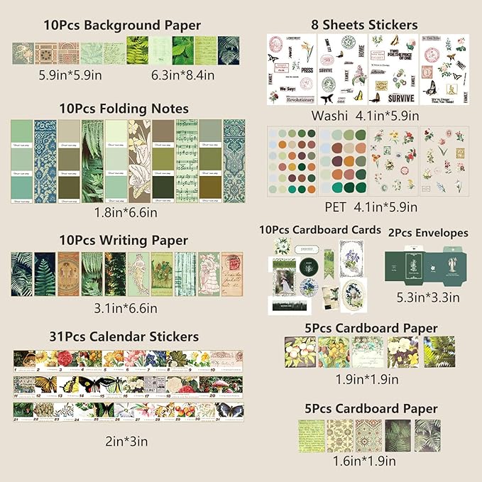 YagCu Scrapbook Kit for Beginners, Aesthetic Junk Journal Supplies, Scrapbooking and Journaling Materials, Bullet Journals Stationery, Planner DIY Arts Craft, Women Adults