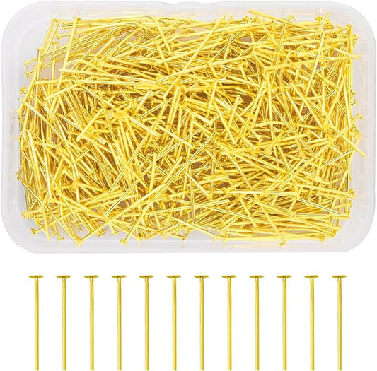 Mandala Crafts 1 Inch Gold Flat Head Pins for Jewelry Making Earring Making Supplies – 500 PCs Jewelry Findings for Making Earring DIY Bracelets Rosary Charms