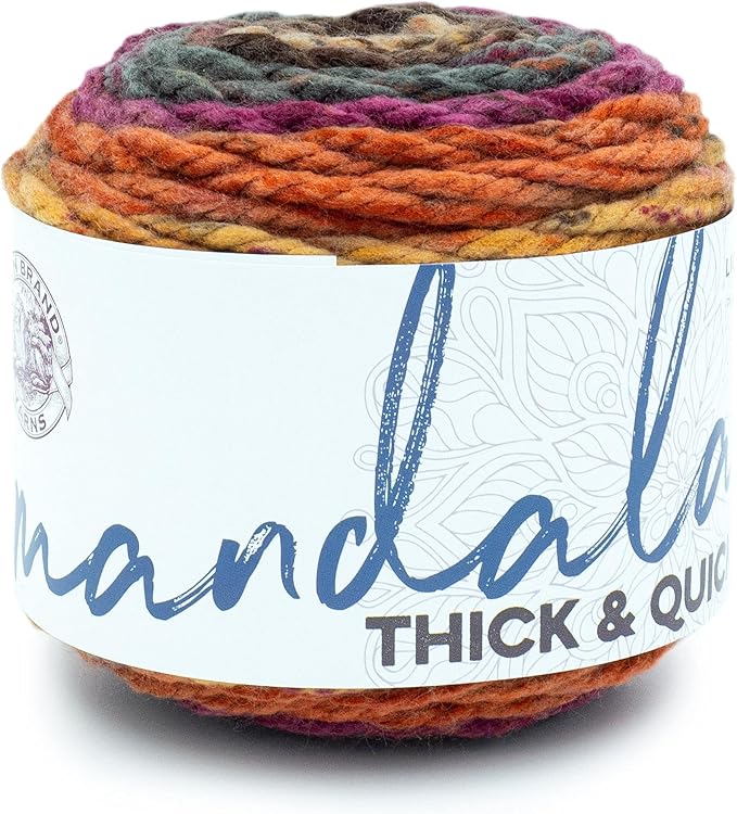 Lion Brand Yarn, Mandala Thick & Quick Bulky Yarn, Pocket Watch, 1 Cake