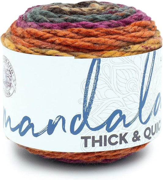 Lion Brand Yarn, Mandala Thick & Quick Bulky Yarn, Pocket Watch, 1 Cake