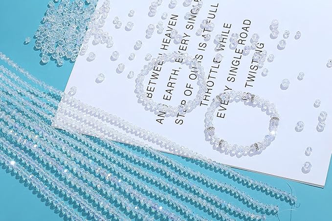 1000Pcs Clear Glass Crystal Beads for Jewelry Making Bracelets Necklace Rondelle Shape DIY Loose Gemstones Decoration Craft Earring Decor Suncatcher Glass Beads for Crafts 6mm 8mm AB Color
