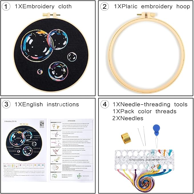 Crafmanoe Embroidery Kits for Beginners Adults, Cute Embroidery Starter Kits Funny Counted Cross Stitch Kits for Beginners Adult, Craft Hobbies Set for Women, Embroidery Fabric, Hoops & Video Tutorial