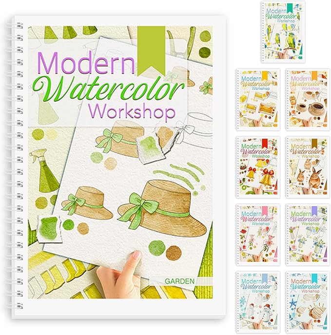 Watercolor Workbook, Watercolor Workbook Paint Book Beginner Friendly, 12 Different Patterns Stress-Relieving Art Crafts for Creative Exploration Gift for Women Adults Teens (Garden, 1)