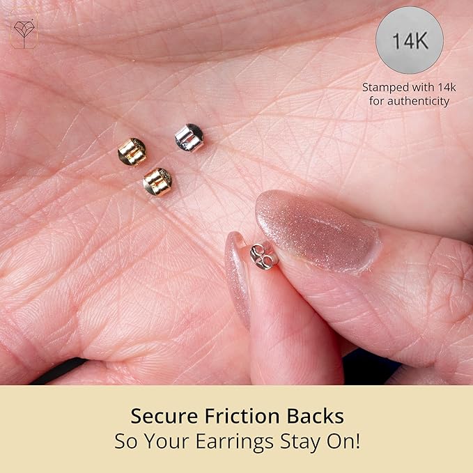 butterfly push backs for stud earrings for women in 14k yellow or white gold better and best by max + stone