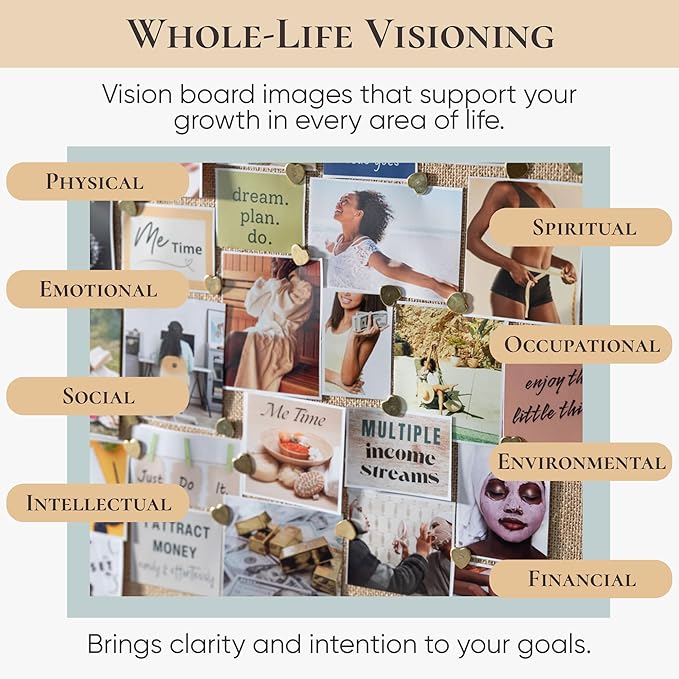 Vision Board Book for Black Women | 1000+ Vision Board Supplies, Pictures, Quotes & Letter/Number Stickers | Magazine-Style Clip Art Collage Book for Goal Setting & Manifestation