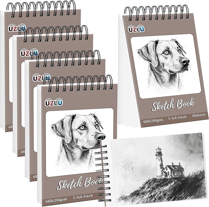 10 Pcs Sketch Books Bulk 5.5 x 8.5 in 400 Sheets Top Spiral Bound Sketch Pad Drawing Paper 40 Sheets Each Acid Free Mixed Media Sketchbook 68lb/100gsm Art Supplies for Beginner Artist