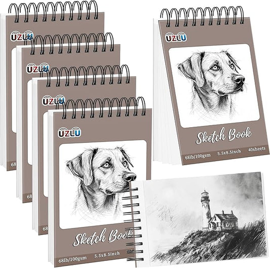 10 Pcs Sketch Books Bulk 5.5 x 8.5 in 400 Sheets Top Spiral Bound Sketch Pad Drawing Paper 40 Sheets Each Acid Free Mixed Media Sketchbook 68lb/100gsm Art Supplies for Beginner Artist
