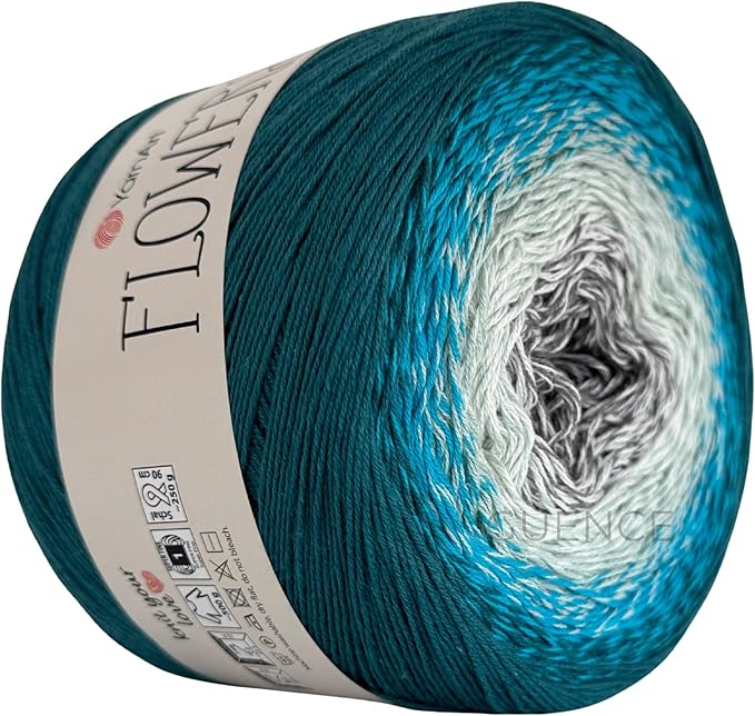 Yarn Art YarnArt Flowers Yarn 55% Cotton 45% Acrylic 250gr 1094yds Multicolor Cotton Yarn Rainbow Crochet Yarn Spring Summer - 1 Fine Sport Skein (289)