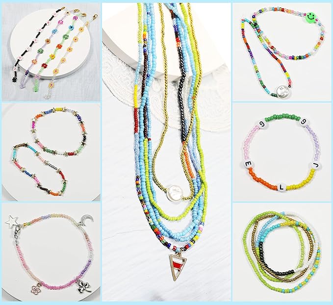 Size 3mm Glass Seed Beads 24 Colors Total About 7000pcs,8/0 Seed Beads for Making Jewelry Bracelets Necklace