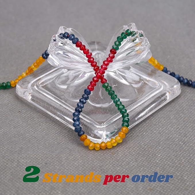 2 Strands Colored Mix Tourmaline Jade Beads for Jewerly Making, 3 * 4mm Faceted Rondelle Gemstone Crystal Beads for DIY Bracelet Necklace Crafts