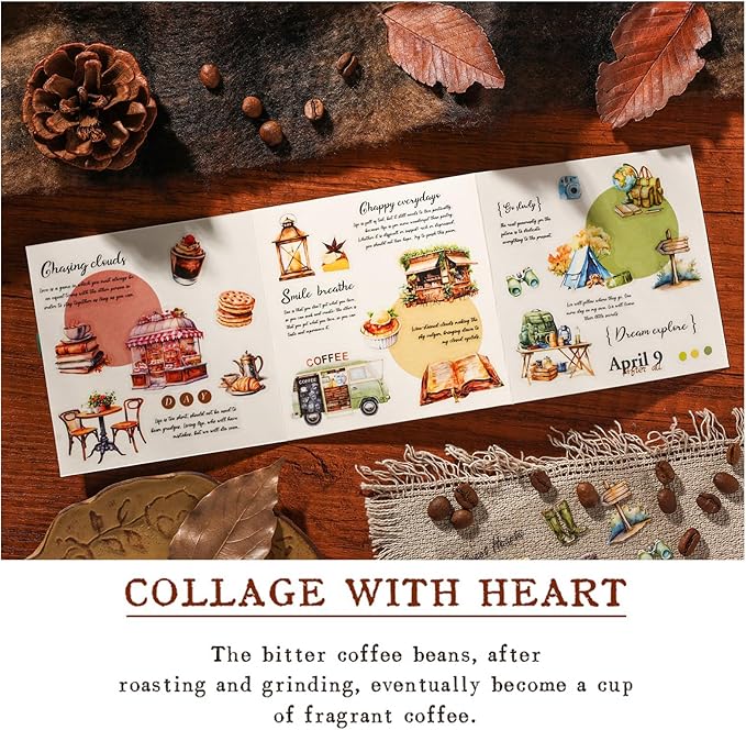 Vintage Food Stickers for Scrapbooking – 320+ Transparent PET Dessert, Coffee, Cake & Bread Stickers for Journaling, Junk Journal Supplies, Kids DIY Crafts, Baking & Camping Decoration