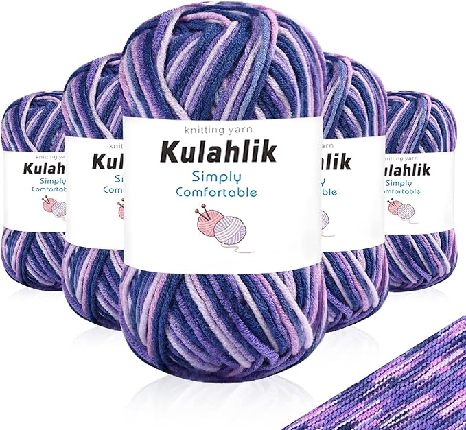 250g(5x50g) Acrylic Yarn for Crochet/Knitting, Colorful Gradient Yarn Thread, 5 Rolls Skeins, Perfect for Any Knitting Crochet and Crafts Mini Project